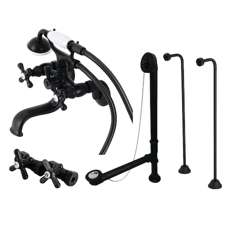 Kingston Brass CCK225MB Tub Wall Mount Clawfoot Tub Faucet Package with Supply Line, Matte Black CCK225MB